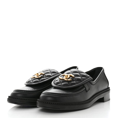 Chanel Lambskin Quilted CC Turnlock Loafers 40 Black 3 of 9