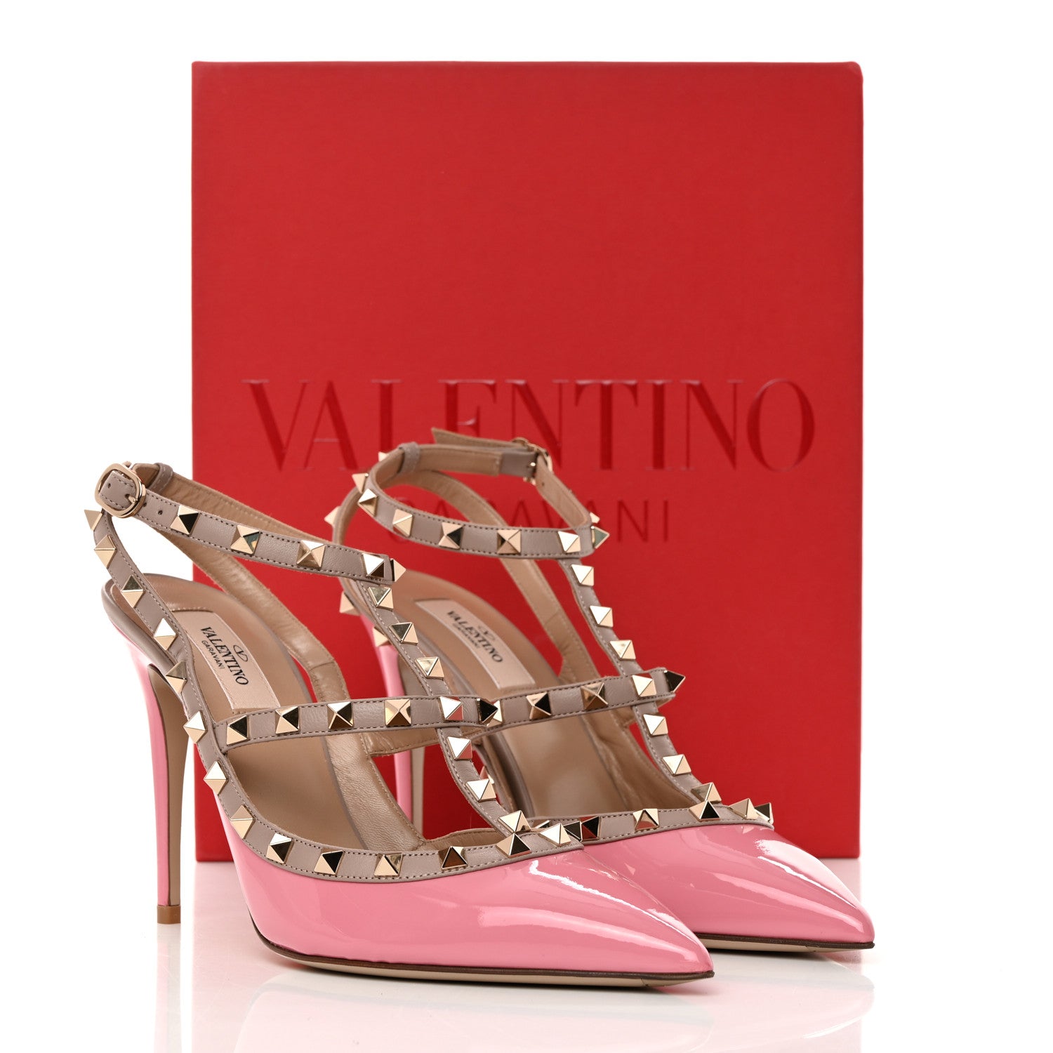 Valentino Garavani Patent Nappa Rockstud Ankle Strap 100mm Pumps 40.5 Candy Rose Poudre 10 of 10