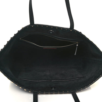 Valentino Garavani Grained Calfskin Small Rockstud Shoulder Tote Black 4 of 11