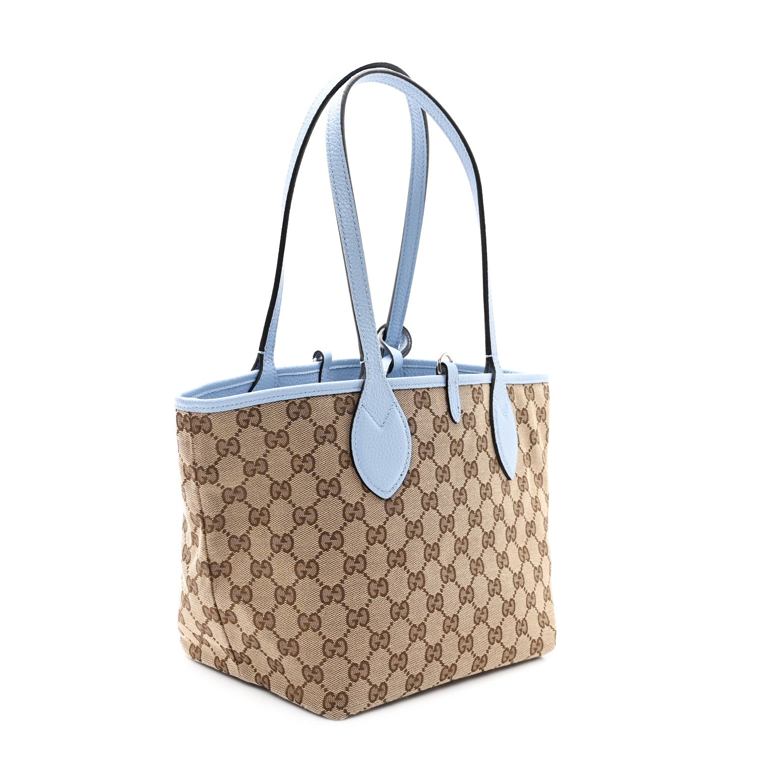 Gucci Grained Calfskin Monogram Small Totissima Reversible Tote Light Blue 2 of 17