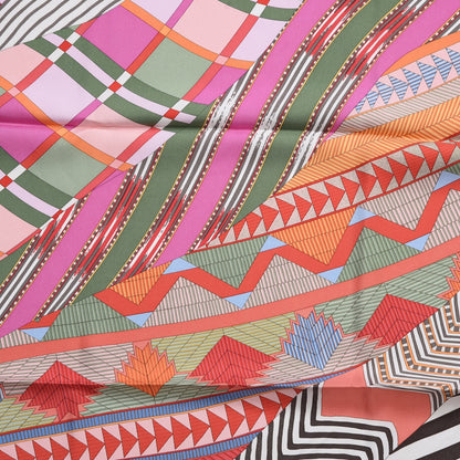 Hermes Silk Coupons Indiens Scarf 90 Rose Corail Vert 8 of 9