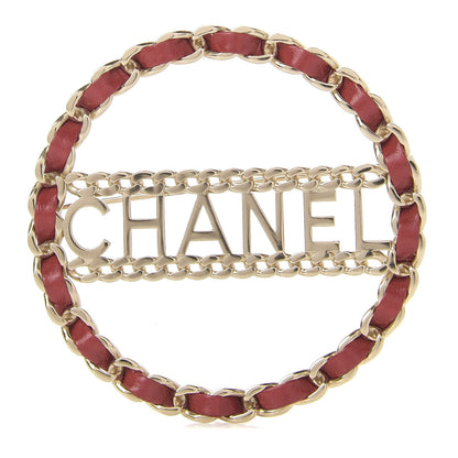 Chanel Lambskin Chain Logo Brooch Red Gold 2 of 8