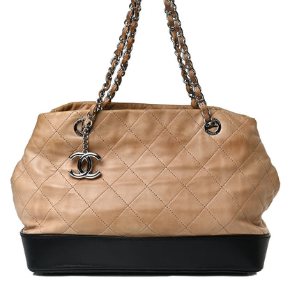 Chanel Calfskin Stitched VIP Medium Shopping Tote Beige Black 7 of 26