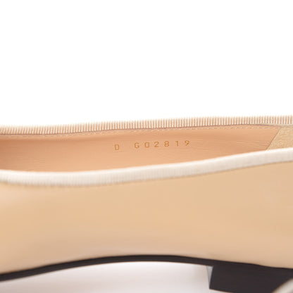 Chanel Lambskin Cap Toe CC Ballerina Flats 36.5 Beige Black 8 of 9