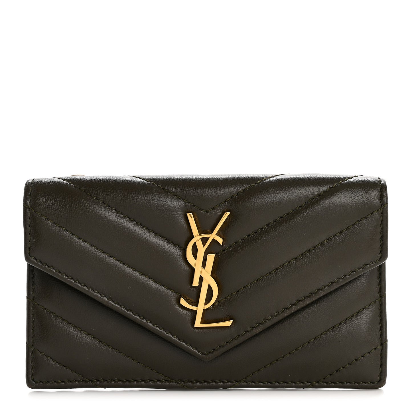 Calfskin Matelasse Chevron Monogram Fragments Zippered Card Case Light Musk