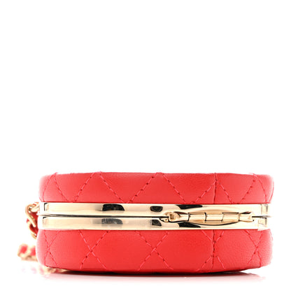 Chanel Lambskin Enamel Quilted Round Poker Chip Clutch With Chain Red White 4 of 12