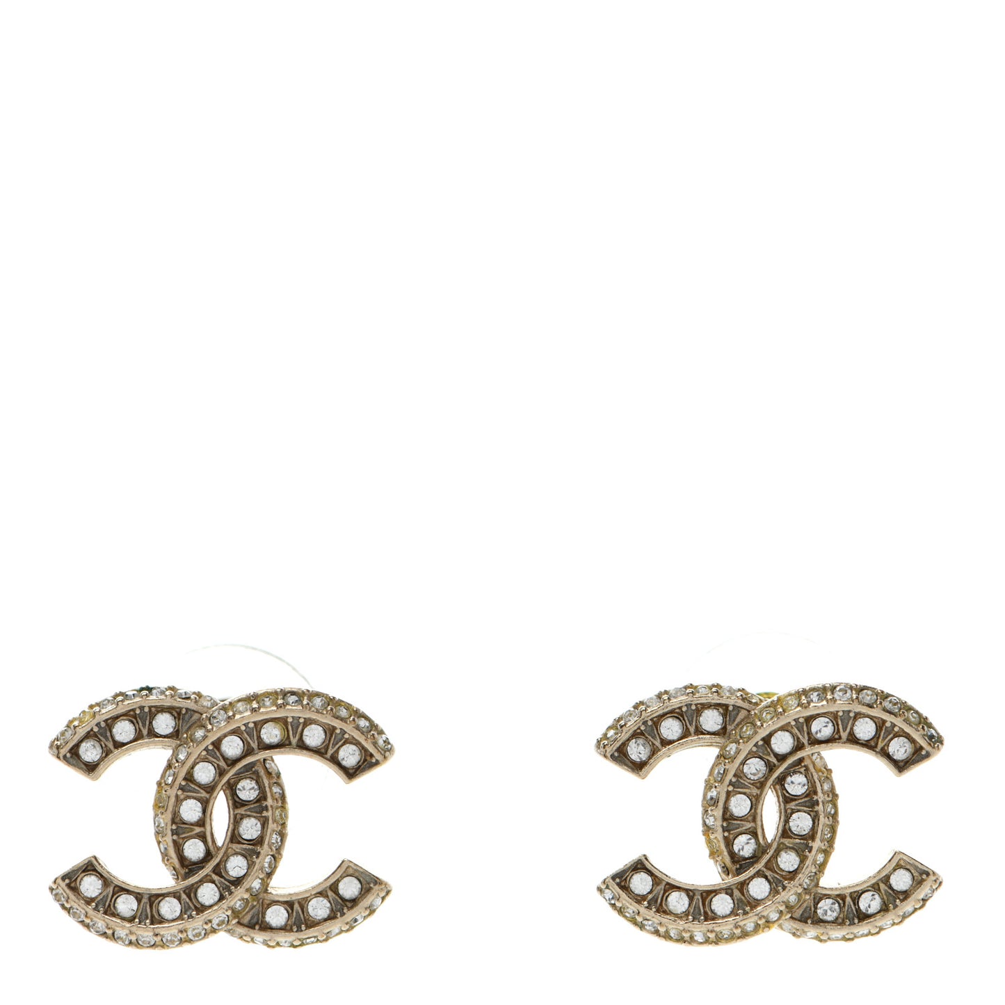 Crystal Timeless CC Earrings Light Gold