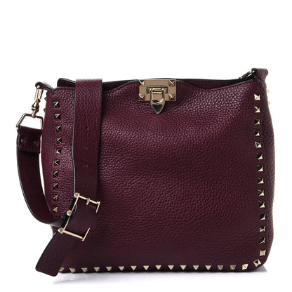Valentino Garavani Pebbled Calfskin Small Rockstud Flip-Lock Messenger Bag Vinaccia 1 of 10
