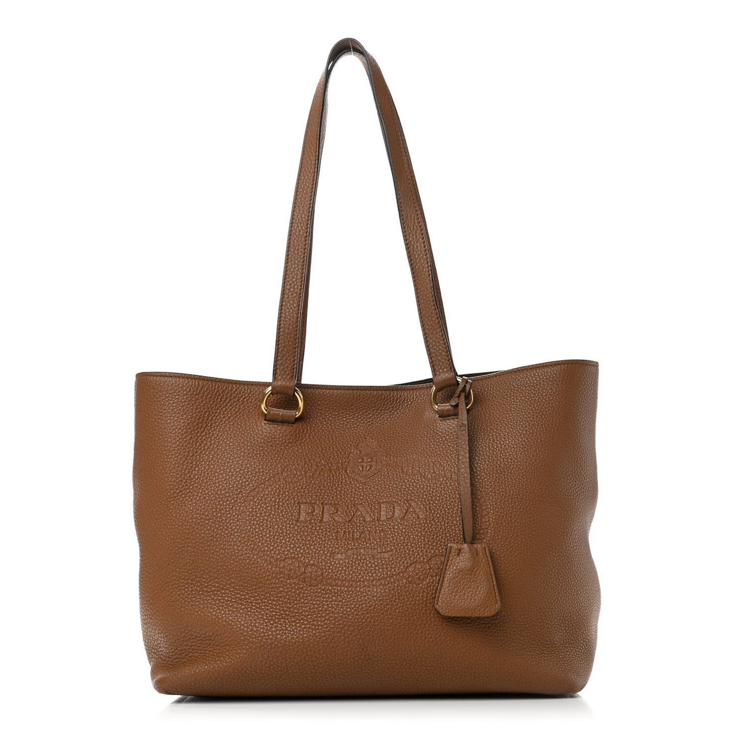Vitello Daino Embossed Logo Tote Cannella