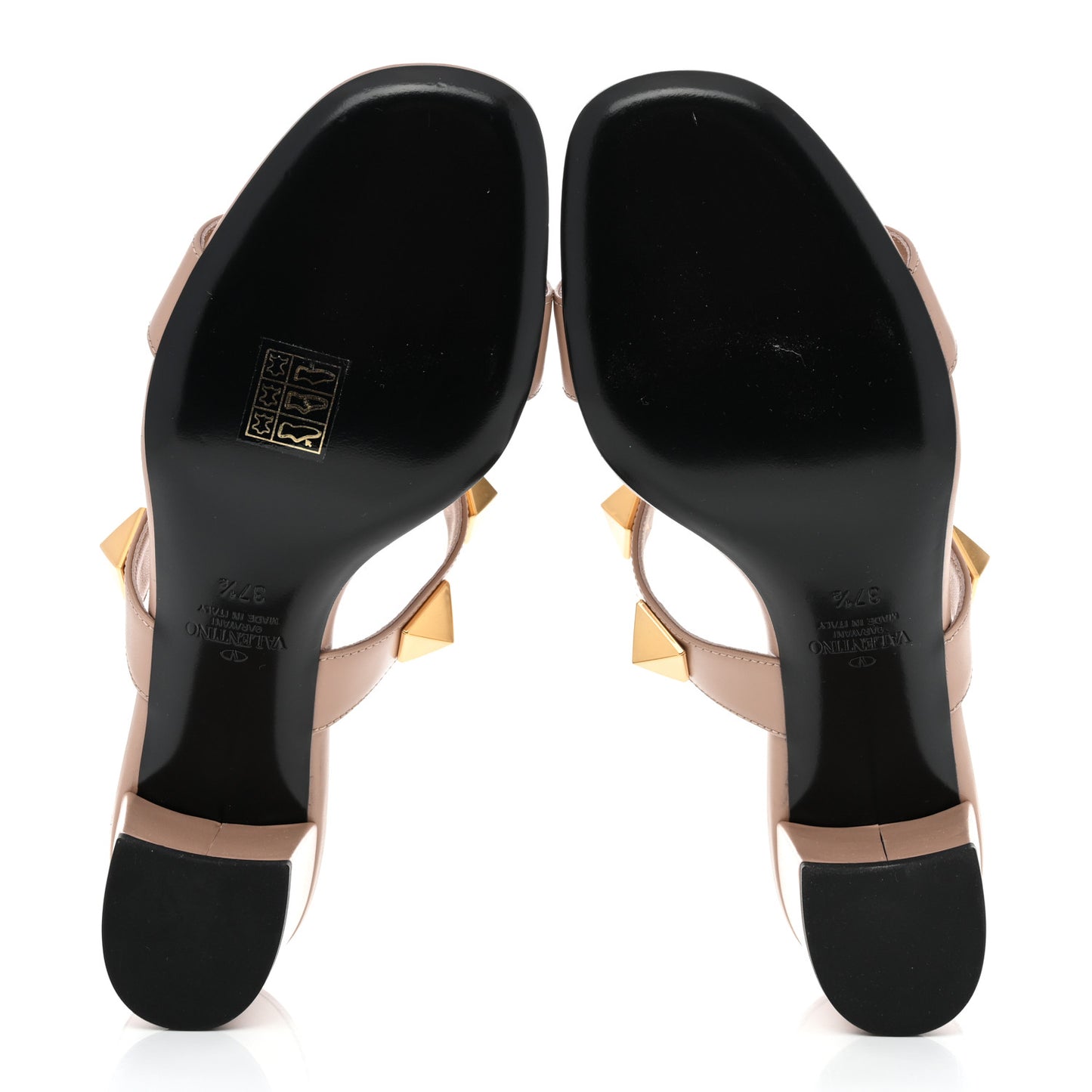 Calfskin Roman Stud 60mm Slide Sandals 37.5 Rose Cannelle