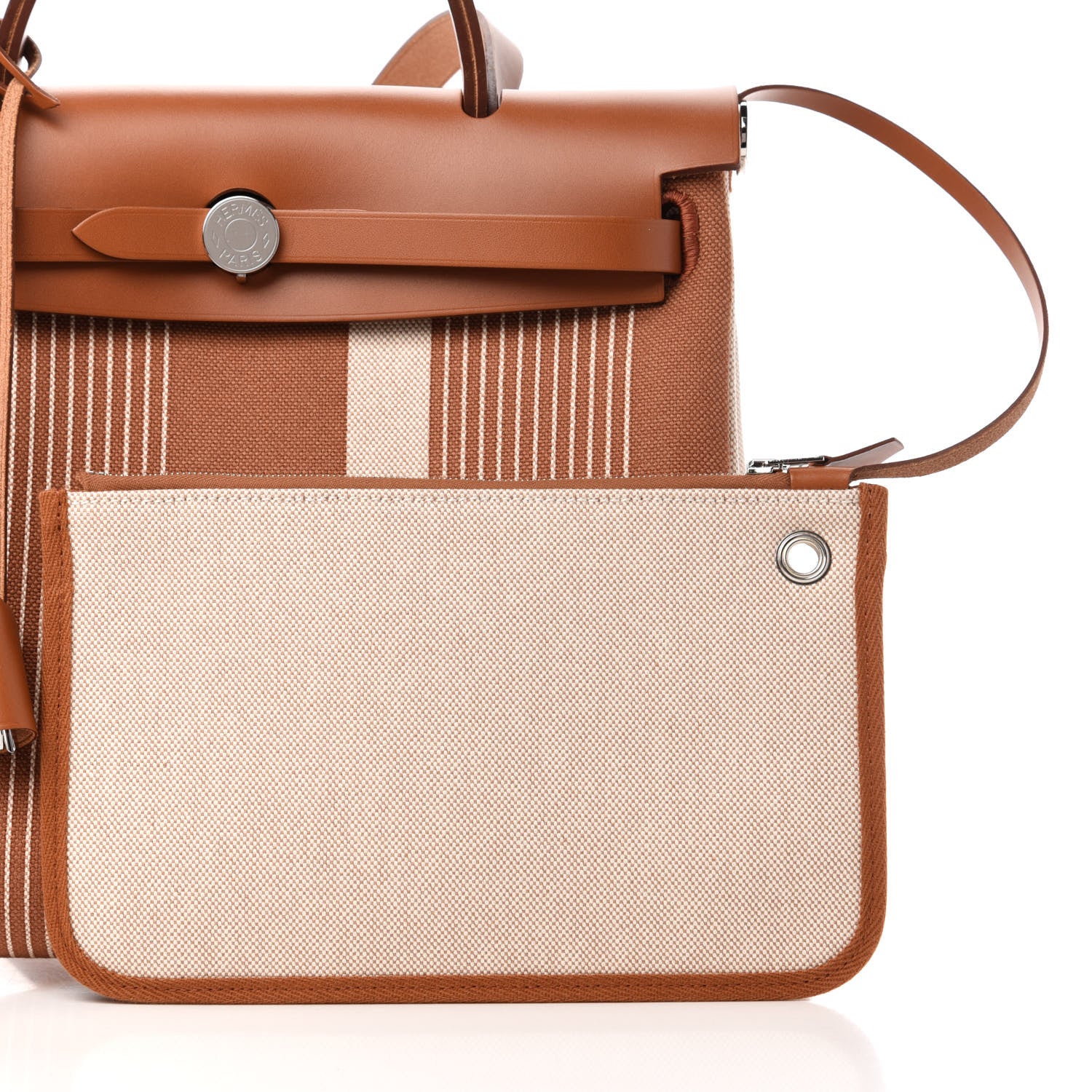 Hermes Vache Hunter Toile H Vibration Herbag Zip Retourne 31 PM Fauve Ecru Beige 7 of 12