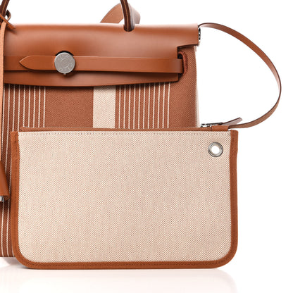 Hermes Vache Hunter Toile H Vibration Herbag Zip Retourne 31 PM Fauve Ecru Beige 7 of 12