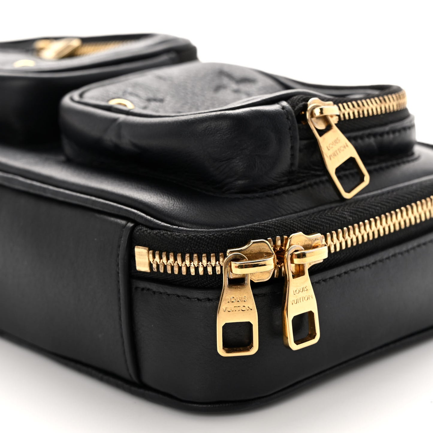 Calfskin Monogram Embossed Utility Crossbody Black