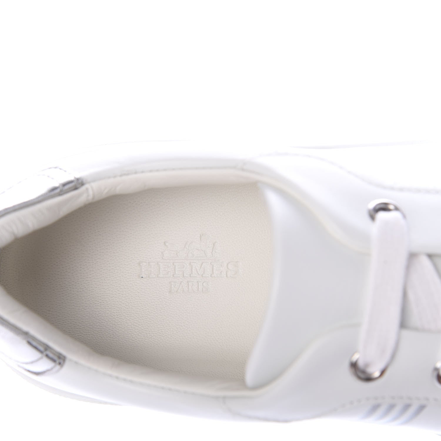 Hermes Nappa Womens Avantage Sneakers 38.5 White Argent 7 of 10