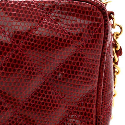 Chanel Lizard Quilted Small Tassel Camera Case Burgundy 14 of 15
