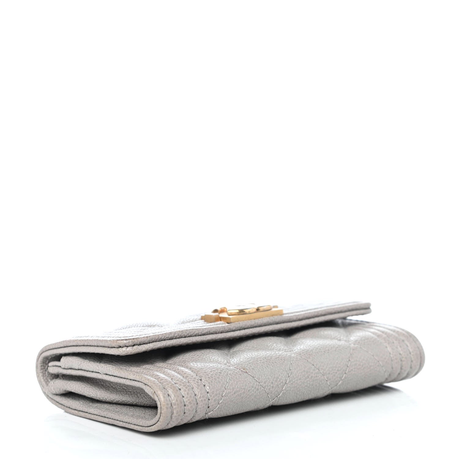 Chanel Caviar Quilted Boy Flap Card Holder Grey 3 of 4