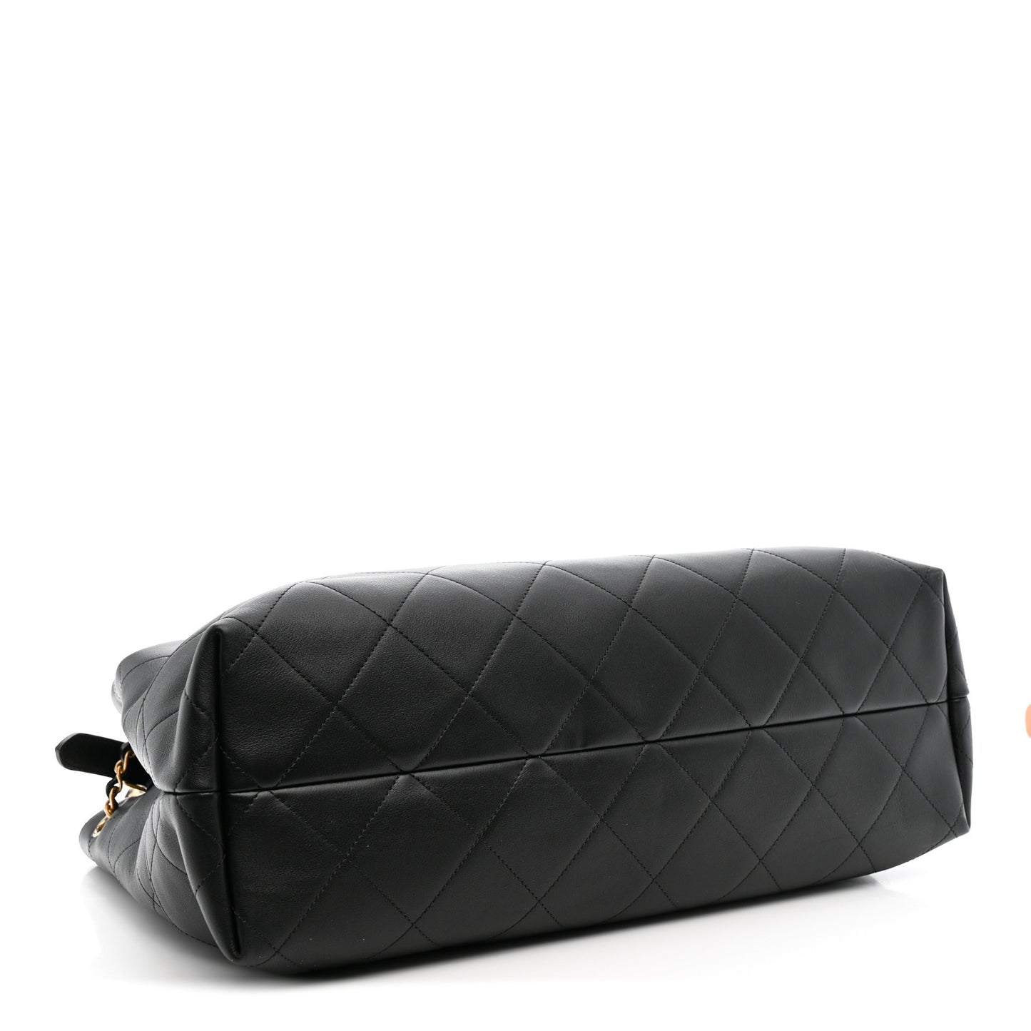 Calfskin Stitched Large Shopping Bag Black