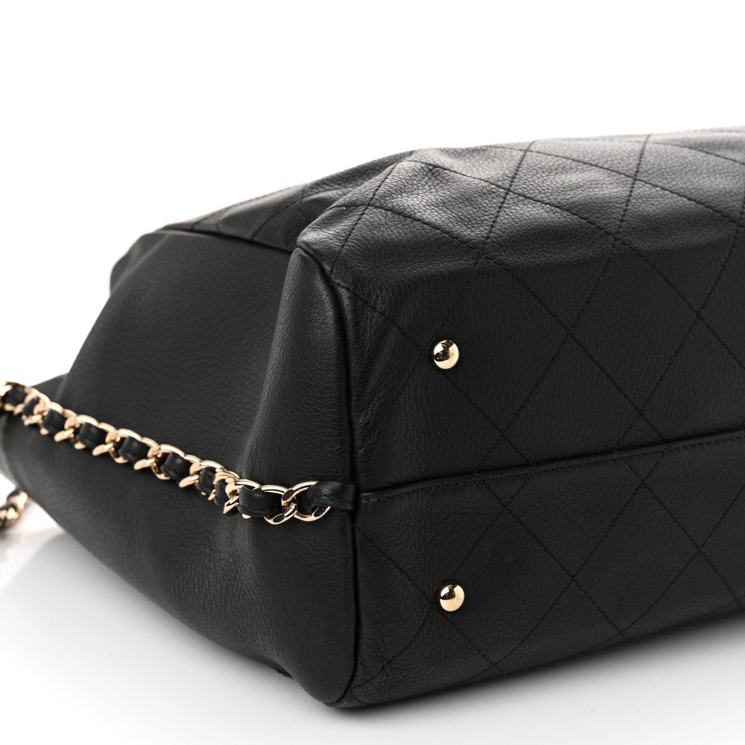Chanel Bullskin Stitched Large Shopping Bag Black 9 of 10