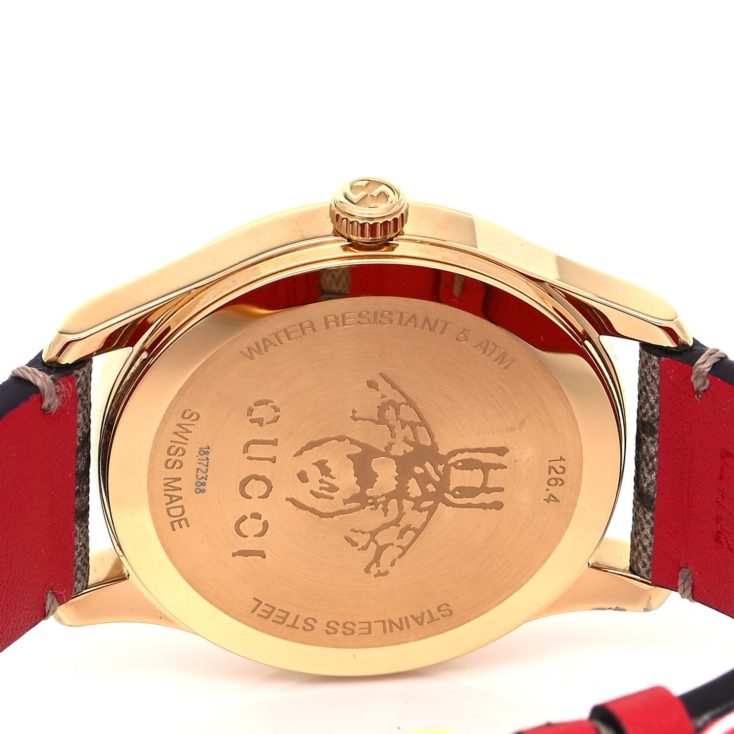 Stainless Steel Canvas 38mm G-Timeless Chinese Valentine's GG Apple Quartz Watch Brown