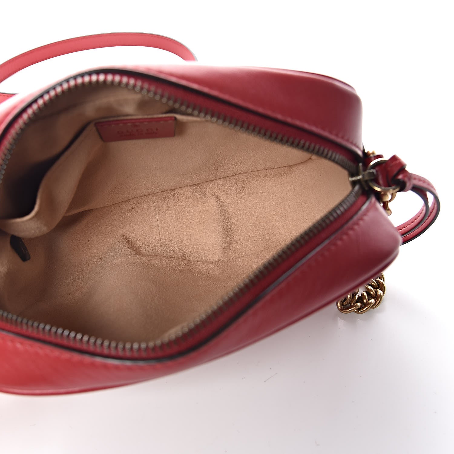 Gucci Calfskin Matelasse Mini GG Marmont Chain Shoulder Bag Hibiscus Red 5 of 10