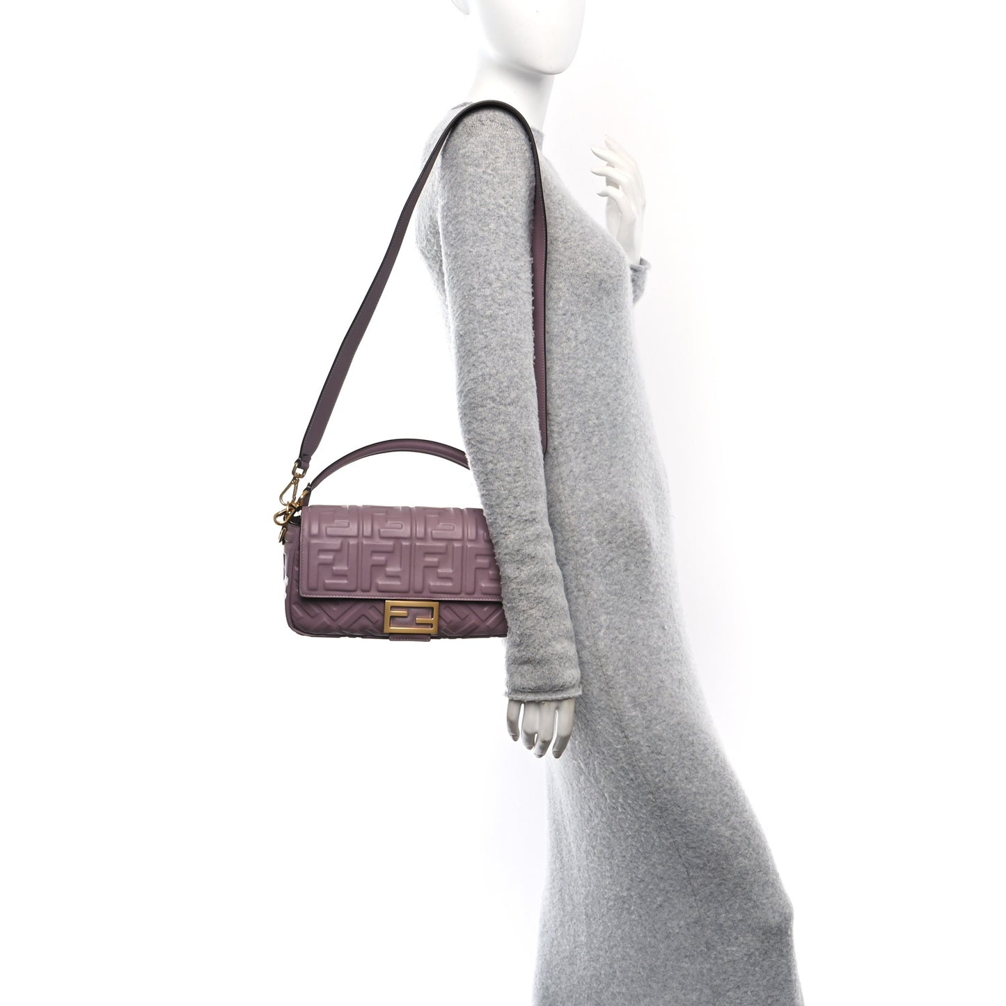 Nappa FF 1974 Embossed Baguette Dusty Mauve