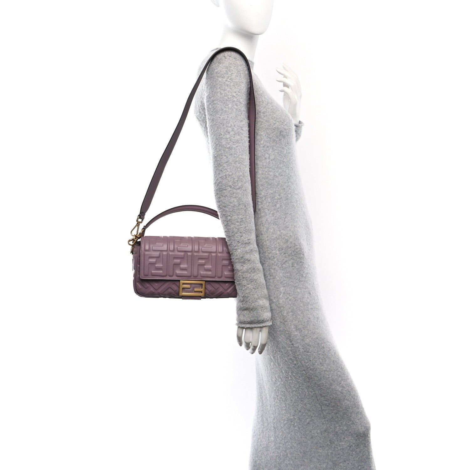 Fendi Nappa FF 1974 Embossed Baguette Dusty Mauve 2 of 10