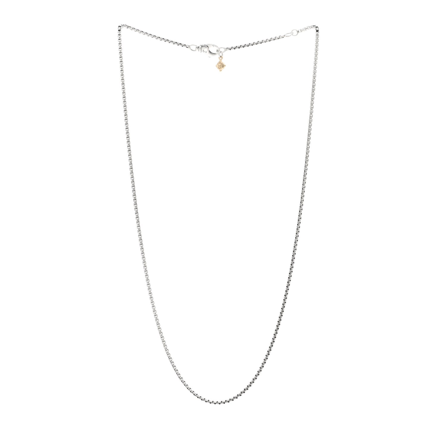 Sterling Silver 14K Yellow Gold 1.7mm Baby Box Chain Necklace 18"
