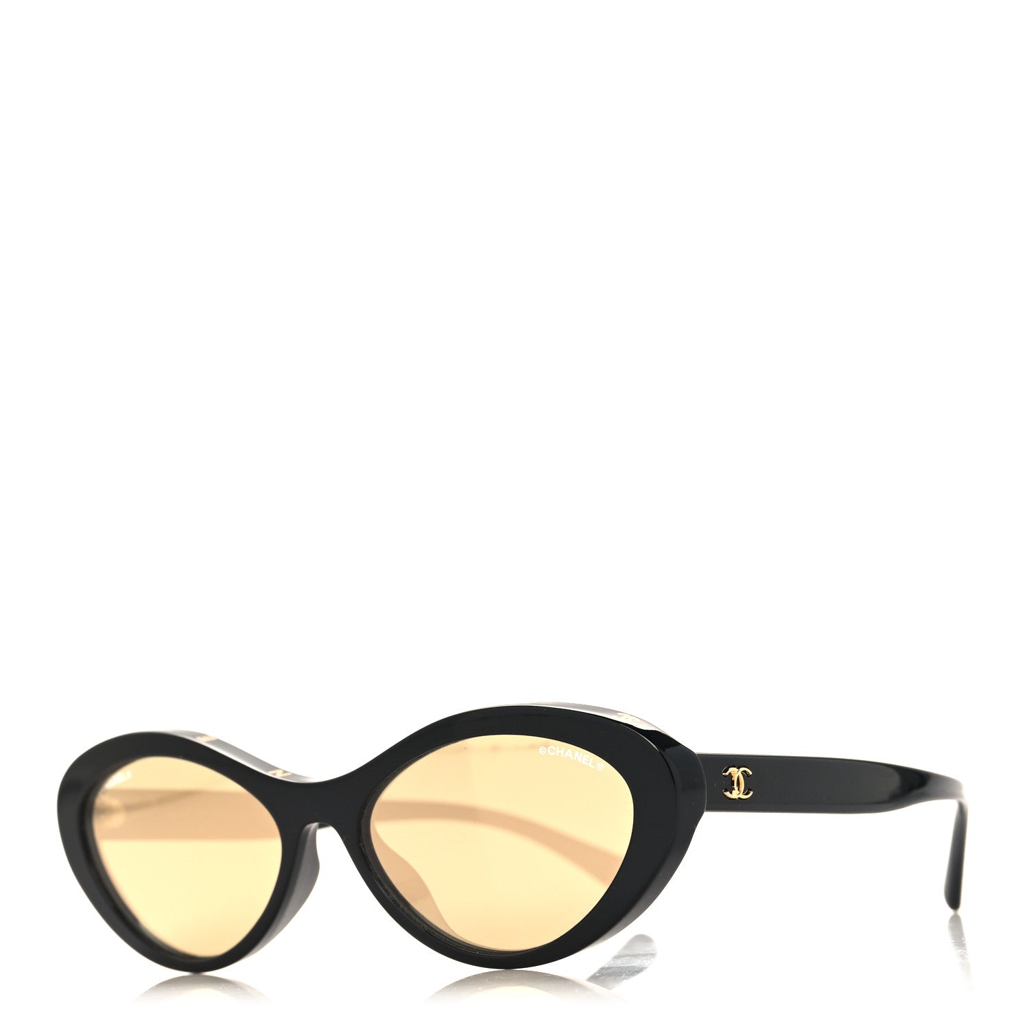 Chanel Acetate 24K Gold Mirror Oval Sunglasses 5416-A Black 1 of 8