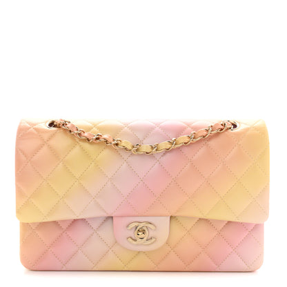 Chanel Lambskin Quilted Tie Dye Ombre Medium Double Flap Yellow Multicolor 1 of 10
