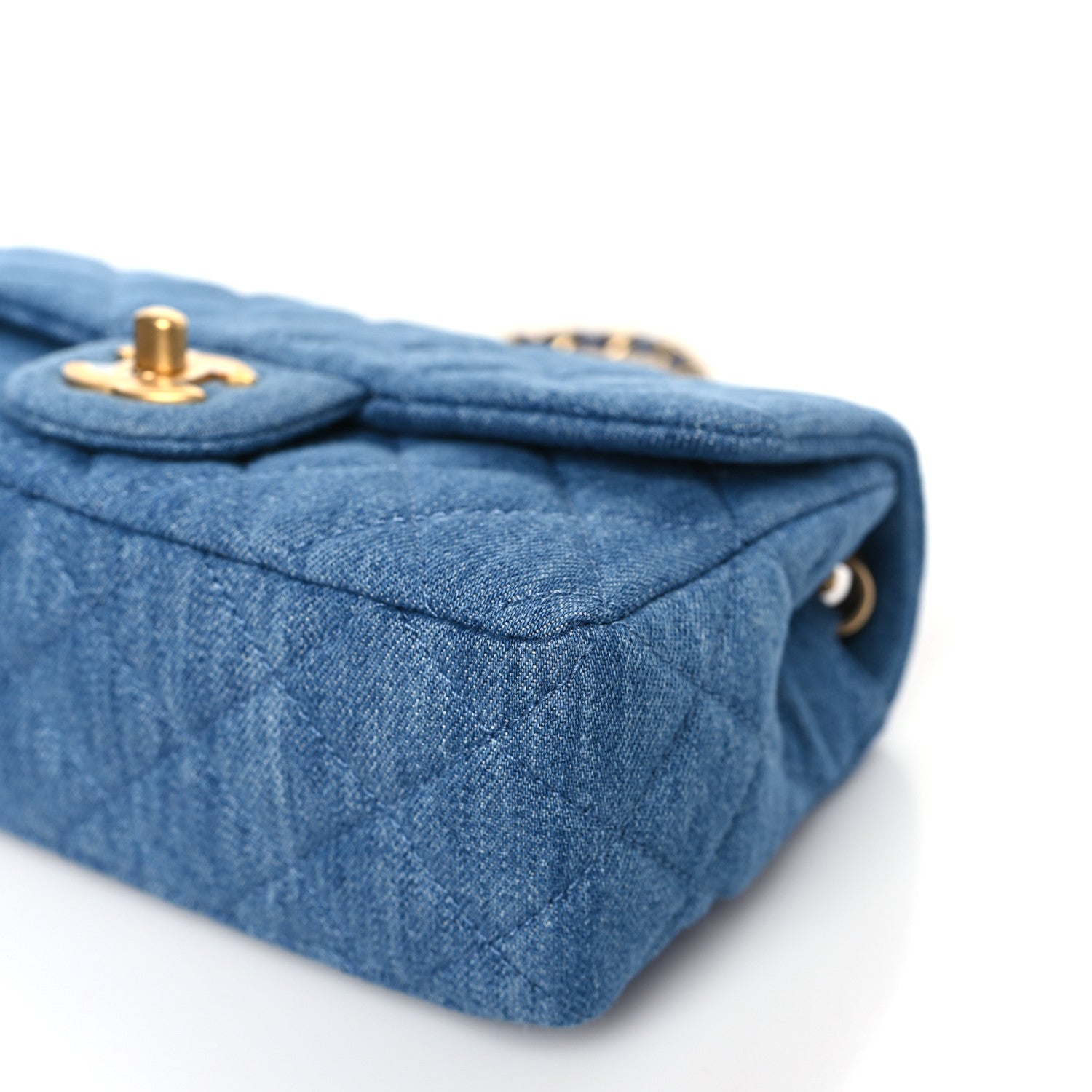 Chanel Denim Quilted Mini Pearl Crush Rectangular Flap Blue 9 of 9