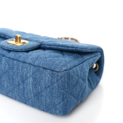 Chanel Denim Quilted Mini Pearl Crush Rectangular Flap Blue 9 of 9