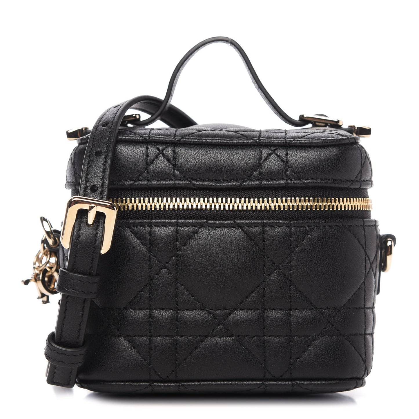 Lambskin Cannage Micro Lady Dior Vanity Case Black