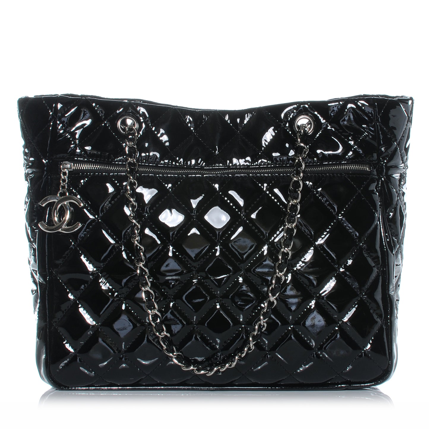 Patent Quilted Chic and Glitter Large Tote Black
