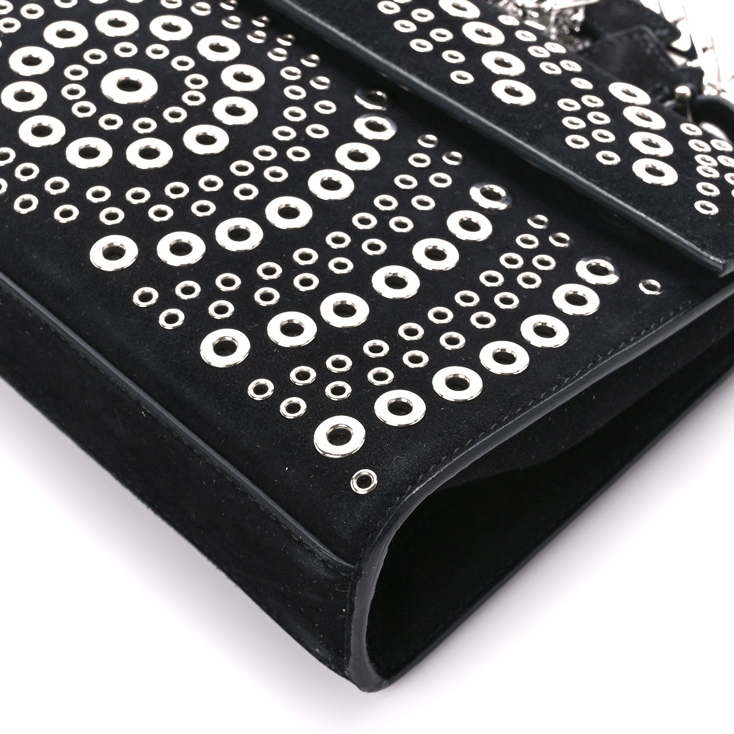 Alaia Suede Eyelet Embellished Oeillets Pochette Black 9 of 10