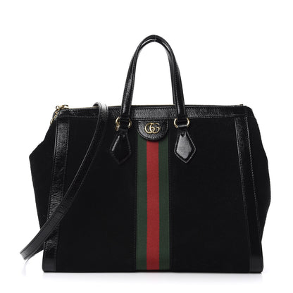 Gucci Suede Patent GG Web Medium Ophidia Tote Bag Black 1 of 10