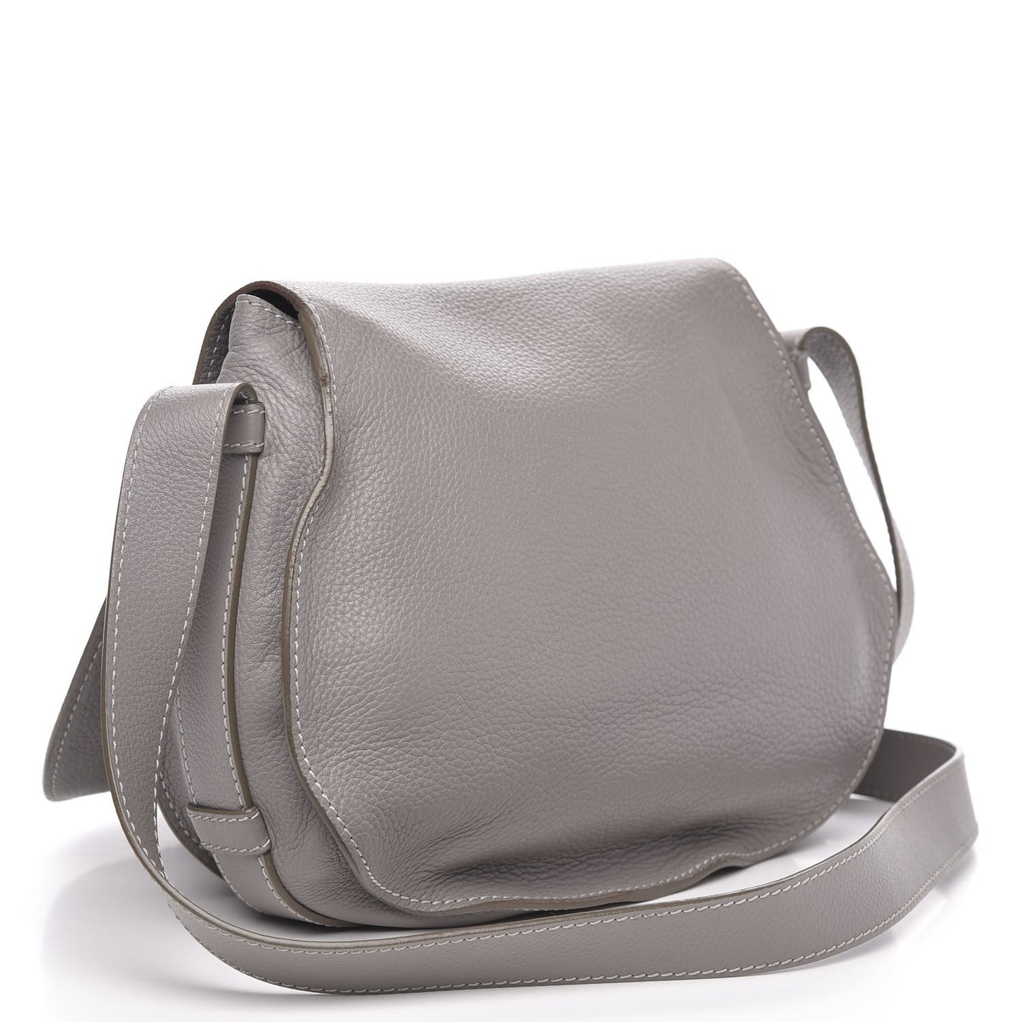 Calfskin Medium Marcie Round Crossbody Bag Cashmere Grey