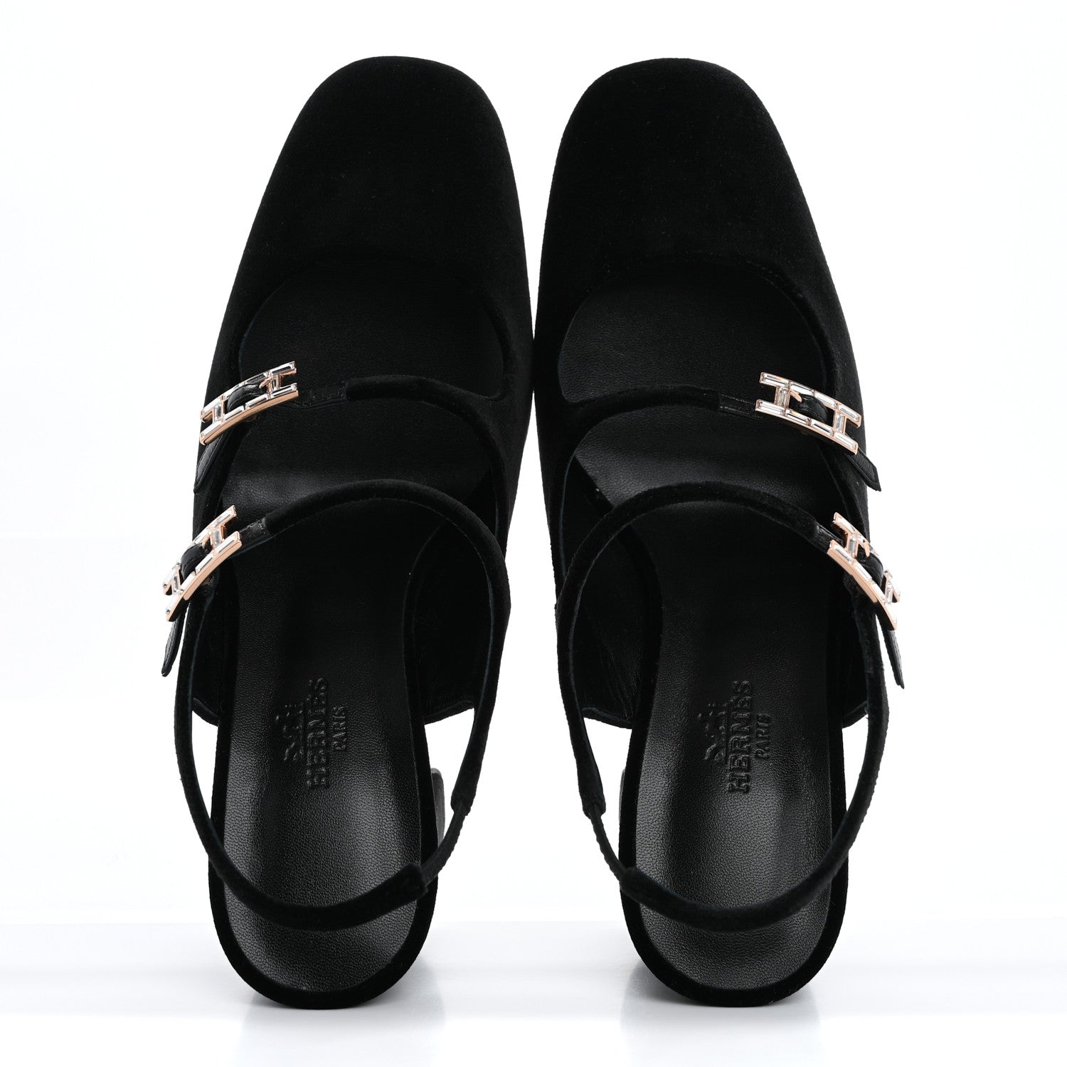 Hermes Velvet Rhinestone Jackie 90 Pumps 36.5 Black 2 of 10