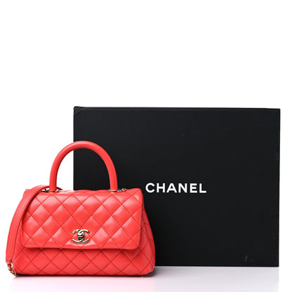 Chanel Caviar Quilted Mini Coco Handle Flap Red 10 of 10