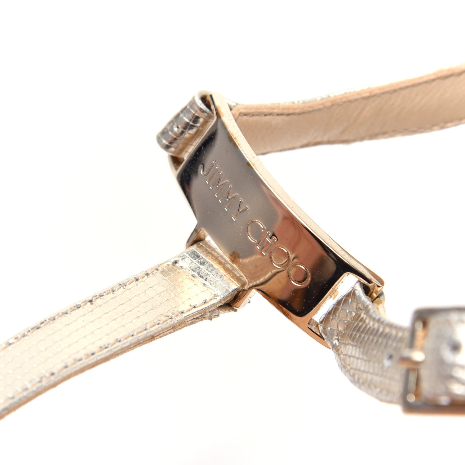 Jimmy Choo Metallic Calfskin Wave Thong Sandals 39 Champagne 12 of 12