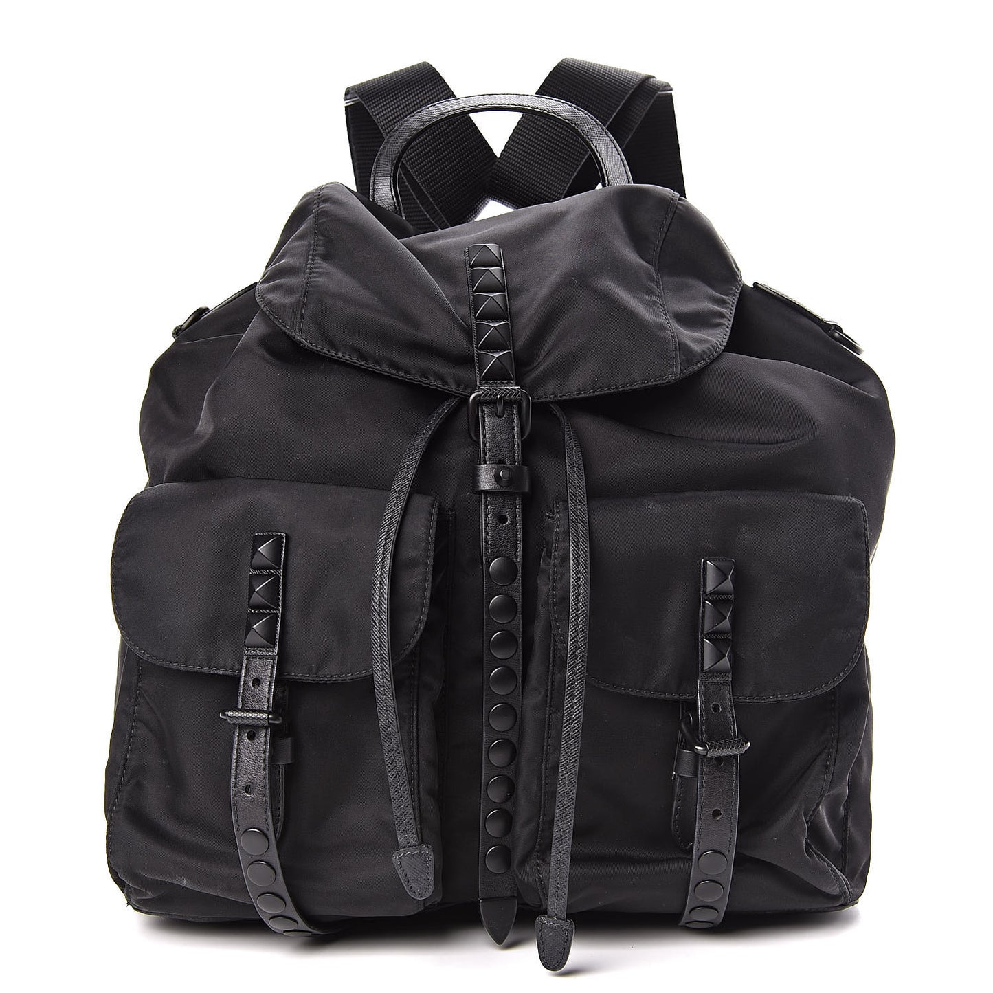 Nylon New Vela Monochrome Studded Backpack Black