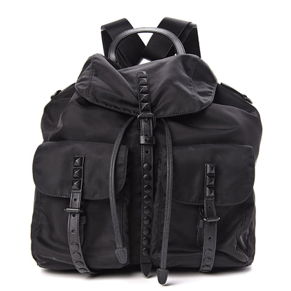 Prada Nylon New Vela Monochrome Studded Backpack Black 1 of 10