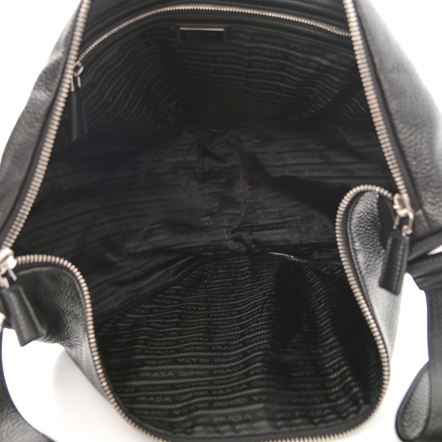 Prada Vitello Daino Triangle Shoulder Bag Black 5 of 9