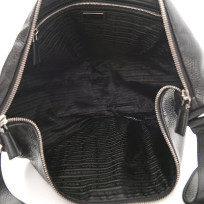 Prada Vitello Daino Triangle Shoulder Bag Black 5 of 9
