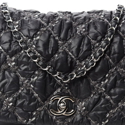 Chanel Nylon Quilted Tweed Stitch Bubble Flap Black 13 of 14