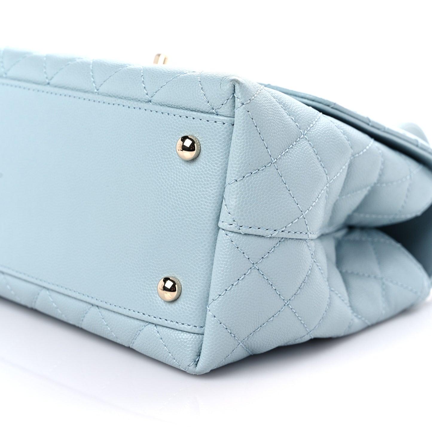 Caviar Quilted Small Coco Handle Flap Light Blue