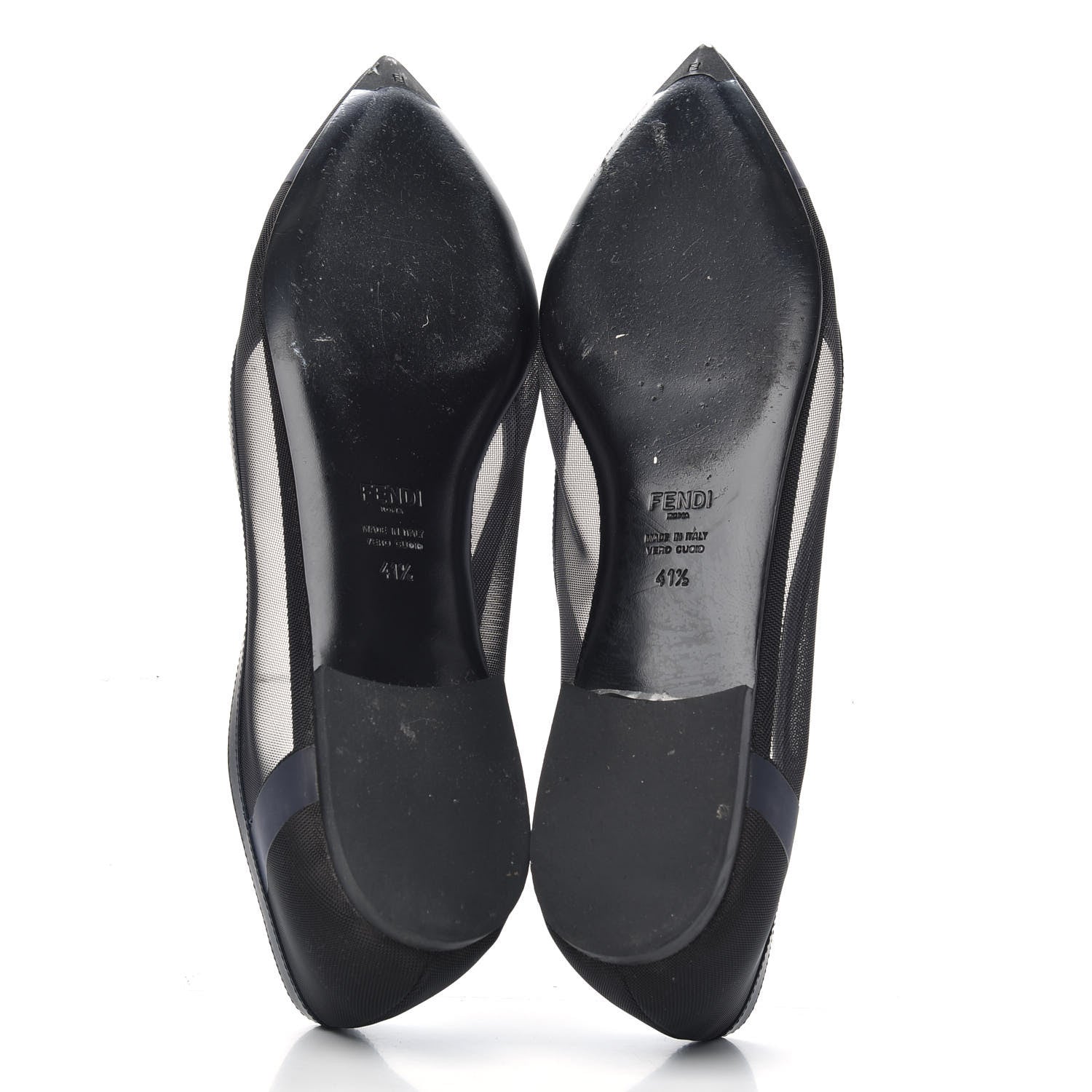 Fendi Mesh Skimmer Ballerina Flats 41.5 Navy Black 5 of 8