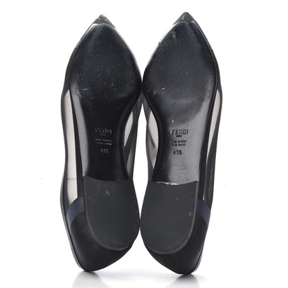 Fendi Mesh Skimmer Ballerina Flats 41.5 Navy Black 5 of 8