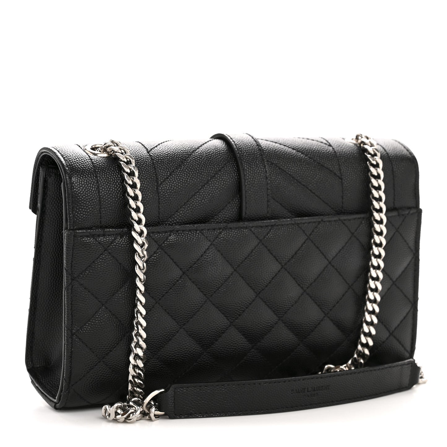 Grain De Poudre Textured Mixed Matelasse Triquilt Small Monogram Satchel Black