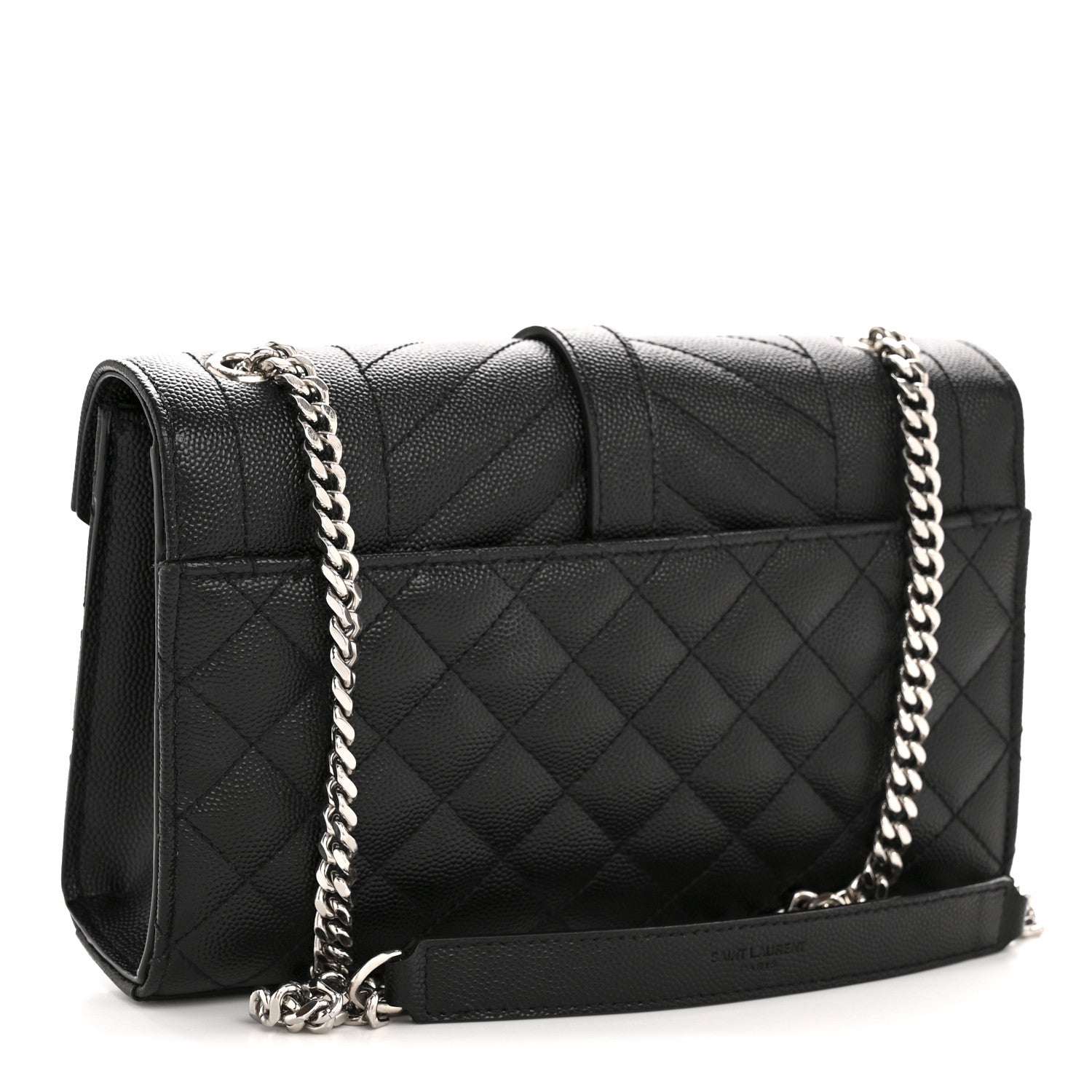 Saint Laurent Grain De Poudre Textured Mixed Matelasse Triquilt Small Monogram Satchel Black 3 of 14
