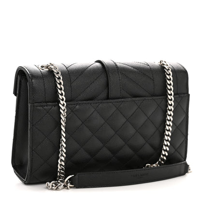 Saint Laurent Grain De Poudre Textured Mixed Matelasse Triquilt Small Monogram Satchel Black 3 of 14